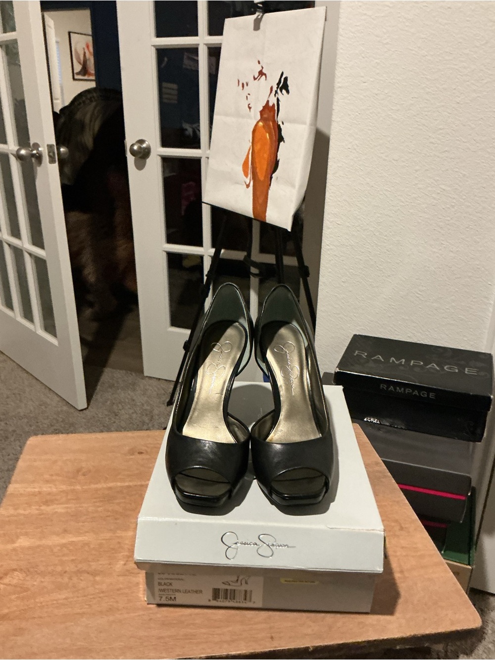 Jessica Simpson Black Open-Toe Platform Heels